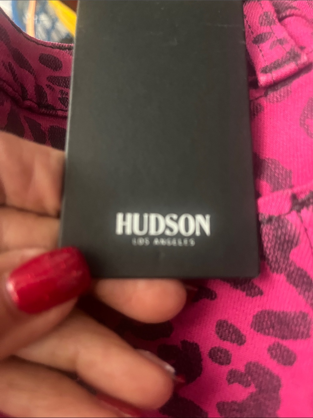Hudson Jeans Bright Pink and Dark Fuchsia Leopard Print Denim - Picture 11 of 12